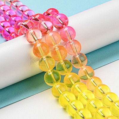 Dyed & Heated Synthetic Quartz Beads Strands G-P502-01C-05-1