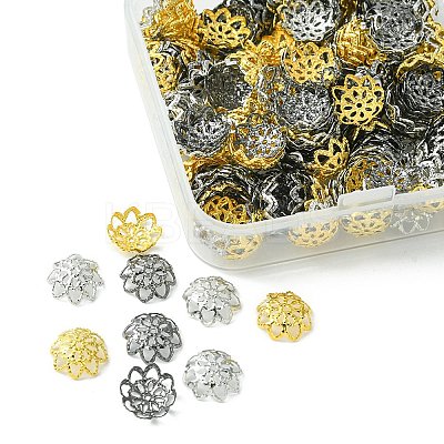 300Pcs 3 Colors Iron Fancy Bead Caps IFIN-YW0001-95-1