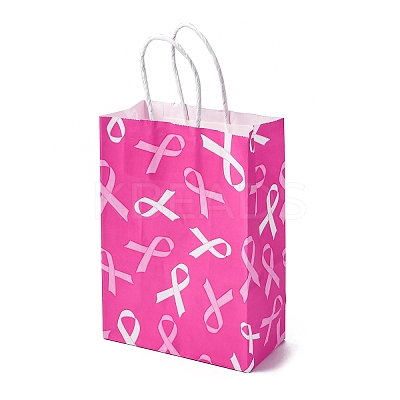 Awareness Ribbon Print Paper Packing Tote Bags LS-CARB-R001-01F-1