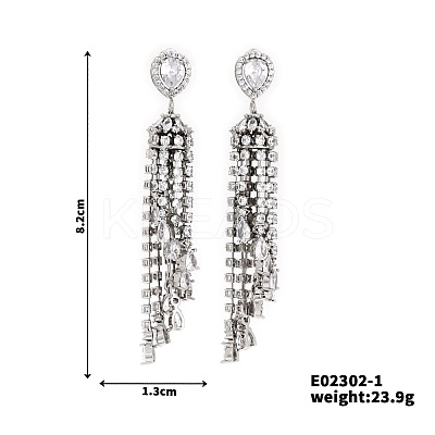 Fashionable Shiny Elegant Women's Stud Earrings withl Rhinestones and Tassels AK3699-1