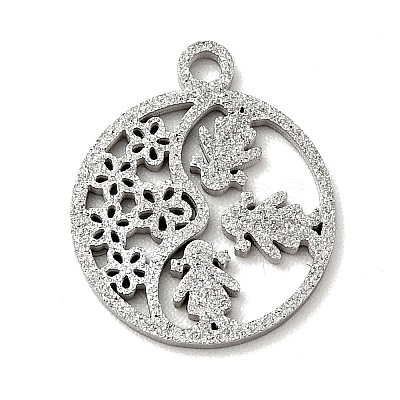 Non-Tarnish 304 Stainless Steel Textured Pendants STAS-J040-07B-P-1