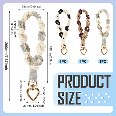 3Pcs Cotton Braided Flower Pendant Decorations AJEW-TA0002-72A-1