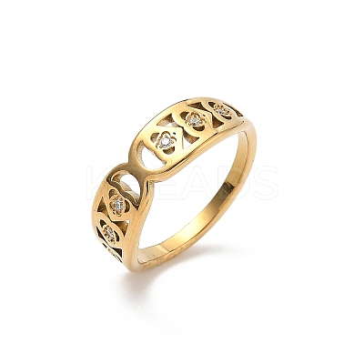 304 Stainless Steel Cubic Zirconia Finger Rings for Women RJEW-F189-03G-1
