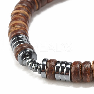 2Pcs 2 Style Natural Coconut & Gemstone Stretch Bracelets Set BJEW-JB07938-1