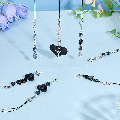 Opaque Acrylic and Tibetan Style Alloy Pendants Decorations HJEW-GO00096-1