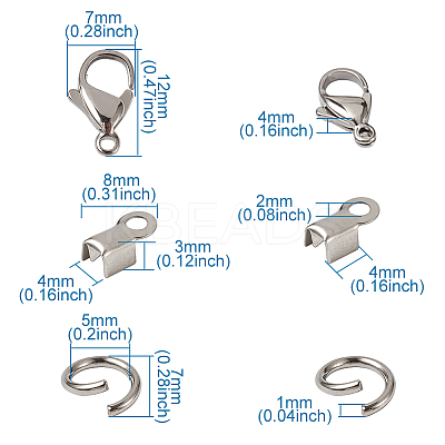 304 Stainless Steel Jewelry Findings Sets STAS-TA0004-07-1