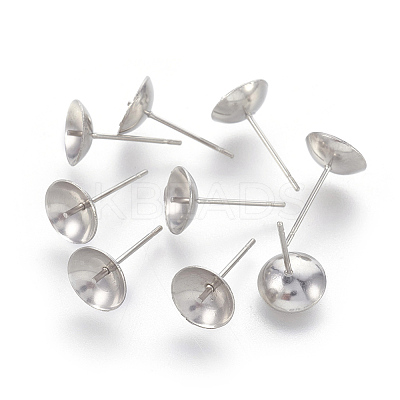 Non-Tarnish Stainless Steel Stud Earring Findings STAS-F186-02P-8mm-1