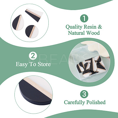 20Pcs 10 Styles Resin & Natural Wood Pendants RESI-TA0004-48-1