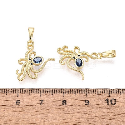 Brass Micro Pave Cubic Zirconia Pendants KK-Q073-09G-1