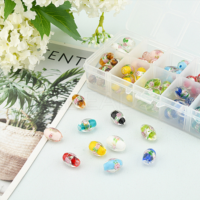 Handmade Foil Glass Lampwork Beads FOIL-OC0001-02-1