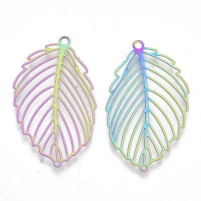 Ion Plating(IP) 201 Stainless Steel Filigree Pendants STAS-R102-28-1