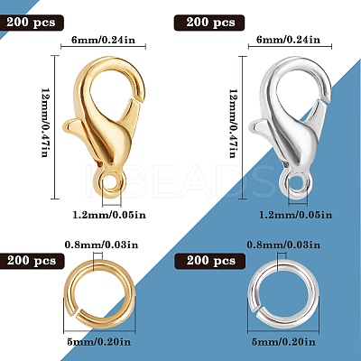 400Pcs 2 Colors Zinc Alloy Lobster Claw Clasps FIND-SP0001-34-1