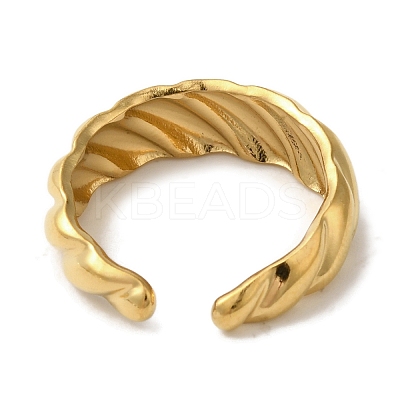 Ion Plating(IP) 304 Stainless Steel Open Cuff Rings for Women RJEW-Z053-09G-1