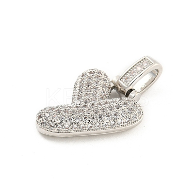 Brass Micro Pave Clear Cubic Zirconia Pendants KK-B099-01P-Y-1
