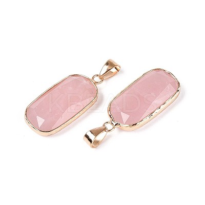 Natural Rose Quartz Pendants G-N349-03F-G-1