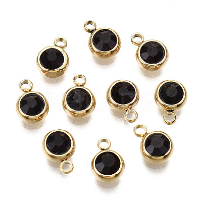 PVD Vacuum Plating 201 Stainless Steel Rhinestone Charms STAS-S068-02G-1