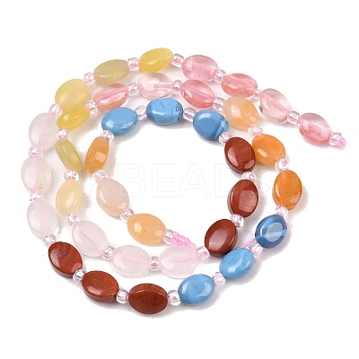 Cherry Quartz Glass & Synthetic Agate & Natural Red Jasper & Rose Quartz & Lemon Jade & Red Aventurine Beads Strands G-Z135-A13-1