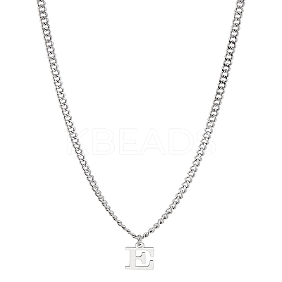 1Pc 304 Stainless Steel Letter Pendant Necklaces NJEW-LP0001-33E-P-1
