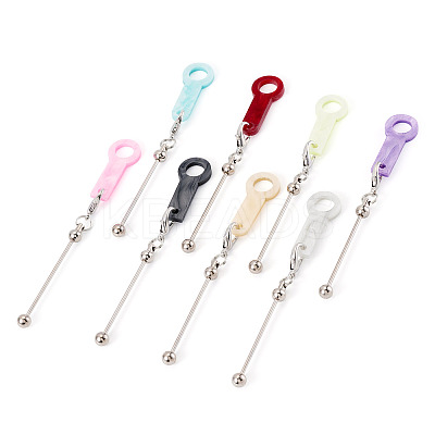 8Pcs 8 Colors Acrylic Straw Pendant Beadable Bar HJEW-TA0001-48-1
