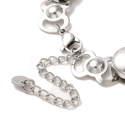 Non-Tarnish 304 Stainless Steel Flat Round Link Chain Bracelet BJEW-Q776-02A-01-1