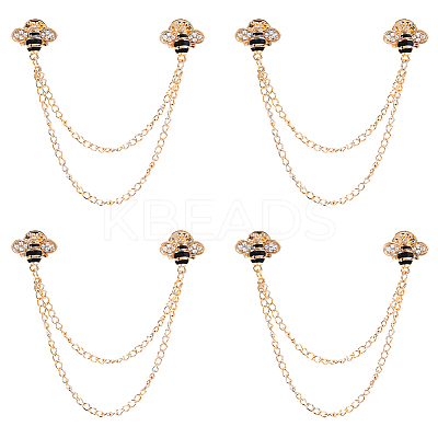 4Pcs Bee Zinc Alloy Rhinestone Fringed Brooches JEWB-FH0002-33KCG-1