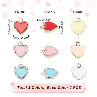 6Pcs 3 Colors 304 Stainless Steel Enamel Charms STAS-UN0032-92-1