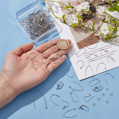 304 Stainless Steel & 316 Surgical Stainless Steel Earring Hooks & Earring Hooks & Jump Rings STAS-UN0002-89P-1