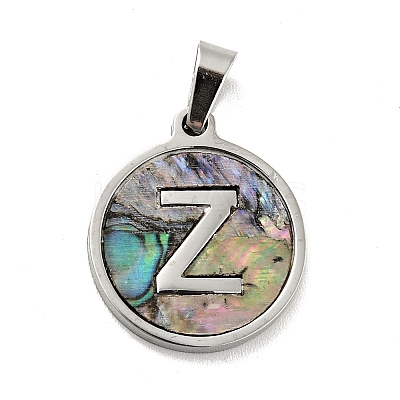 304 Stainless Steel with Paua Shell Pendants STAS-G268-02-P-1