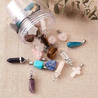 Natural & Synthetic Mixed Gemstone Pendants G-TA0001-21-1