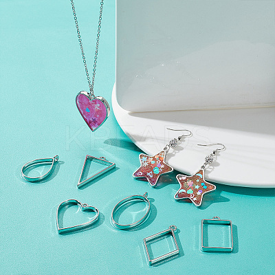 36Pcs 6 Styles Alloy Open Back Bezel Pendants FIND-UN0003-24-1