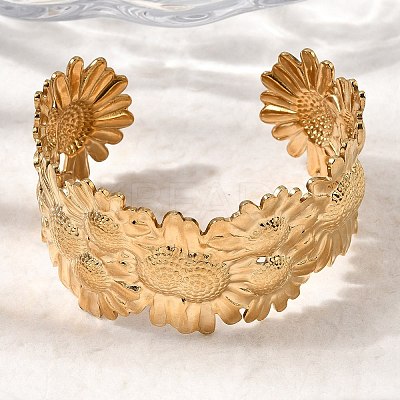304 Stainless Steel Cuff Bangles for Women BJEW-L719-01B-G-1