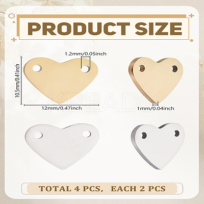 4Pcs 2 Colors 201 Stainless Steel Stamping Blank Tag Pendants STAS-LP0004-58-1