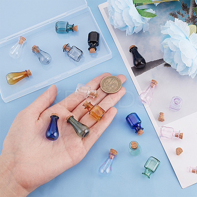 18Pcs 18 Colors Glass Cork Bottles Ornament AJEW-BC0003-98-1