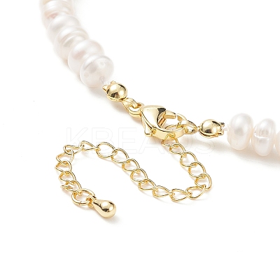 Natural Pearl Beaded Necklace with Brass Clasp for Women NJEW-JN04059-1