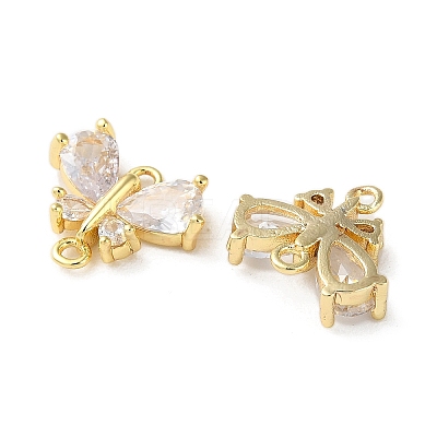 Brass Pave Clear Cubic Zirconia Connector Charms KK-F872-24G-1
