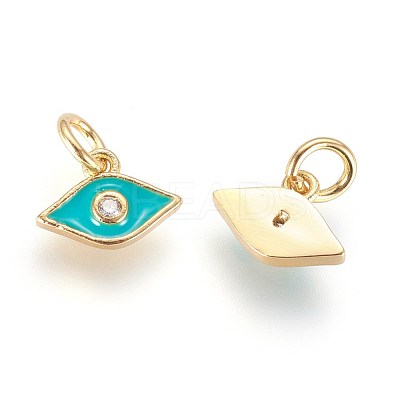 Brass Micro Pave Cubic Zirconia Charms ZIRC-G150-07G-04-1