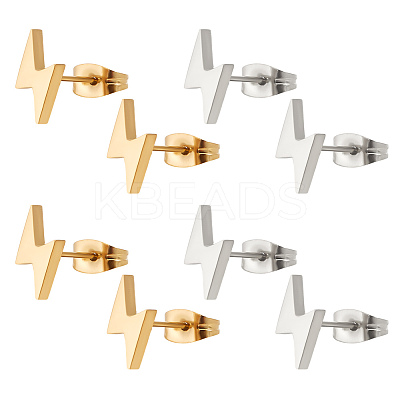 4 Pairs 2 Colors 304 Stainless Steel Stud Earrings for Women EJEW-LP0001-43-1