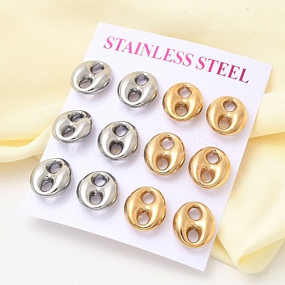 6 Pairs 304 Stainless Steel Stud Earrings EJEW-P340-02A-1