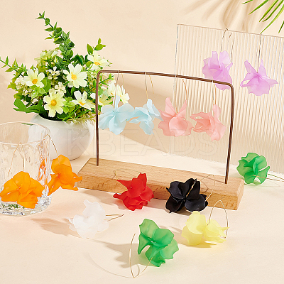 9 Pairs 9 Colors Acrylic Flower Dangle Earrings EJEW-AN0001-44-1