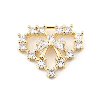 Brass Micro Pave Clear Cubic Zirconia Pendants KK-K371-29B-G-1