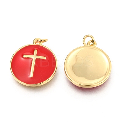Brass Enamel Pendants KK-B027-02G-A-1