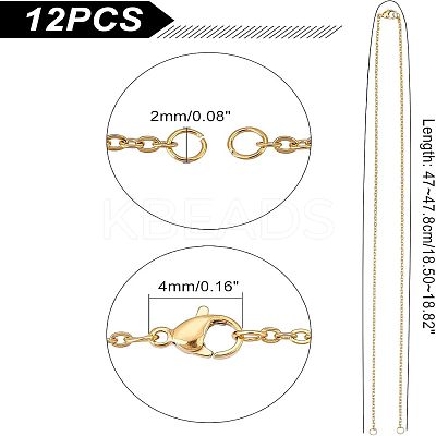 Half Finished 304 Stainless Steel Cable Chain Necklaces STAS-UN0038-66G-1