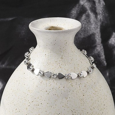 304 Stainless Steel Rhinestone Cup Chain Bracelets for Women BJEW-F488-26A-P-1