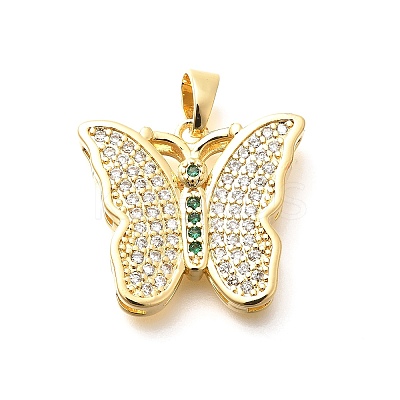 Brass Micro Pave Cubic Zirconia Pendants KK-G519-15G-02-1