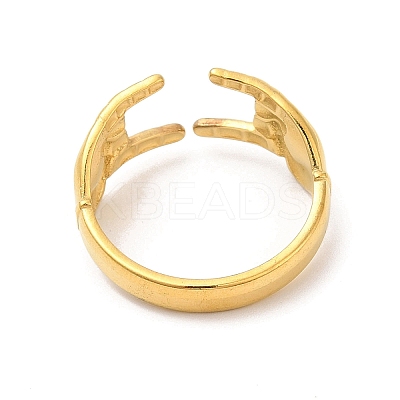 Ion Plating(IP) 304 Stainless Steel Hands Open Cuff Rings for Women LS-RJEW-L107-002G-1