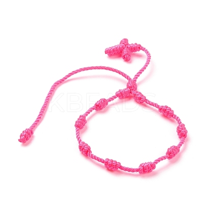 Polyester Braided Knot and Cross Cord Bracelet BJEW-A099-04-1