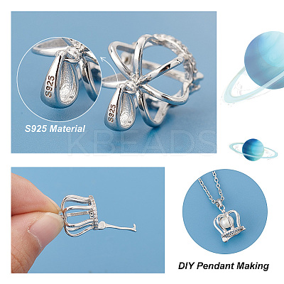 Anti-Tarnish 1Pc 925 Sterling Silver Micro Pave Cubic Zirconia Pendants STER-PH0001-24P-1