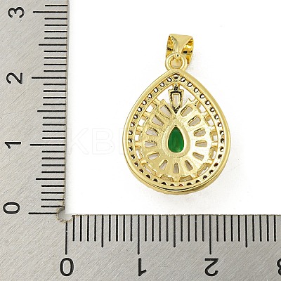 Rack Plating Brass Pave Cubic Zirconia Pendants KK-U029-28G-01-1