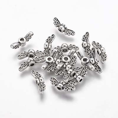 Tibetan Style Alloy Fairy Wing Beads X-TIBEB-6007-AS-LF-1