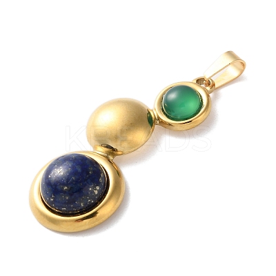 Natural Green Onyx Agate(Dyed & Heated) and Lapis Lazuli Pendants STAS-C120-12G-02-1